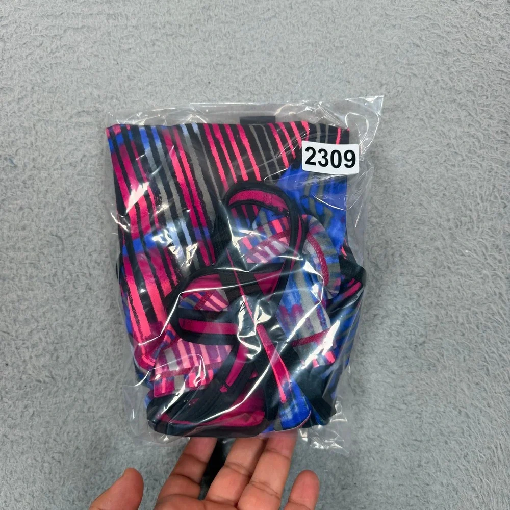Nike Better World Womens Pink Blue Abstract Striped Racerback Tank Top Small